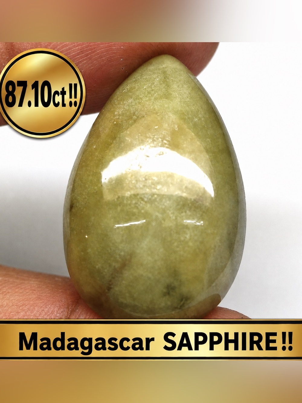 Natural Sapphire‼️ Loose/ Raw -Unheated no treatment Pear cabochan  Green yellow